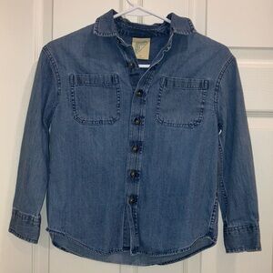 Thereabouts Kids Denim Button Up Shirt Size 8 Unisex Blue Jean Top Long Sleeve